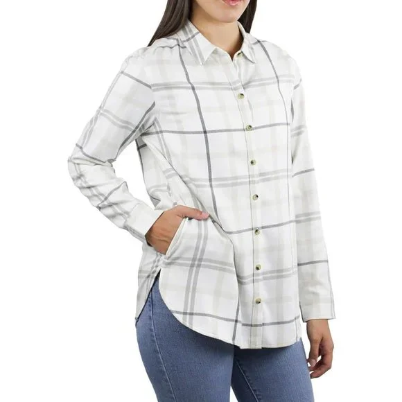 NWoT Jachs Girlfriend Women Button Down Super Soft Flannel Sz L White $60 GG419 - Picture 3 of 3